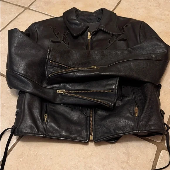 Brandy Melville Black Leather Jacket with Fringe - Picture 11 of 15